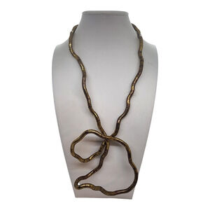 Vintage Flexible Gold Tone Tubular Coil Necklace Bracelet Snake Chain Wrap